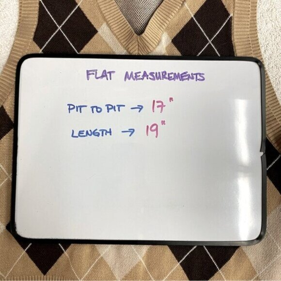 5/$25 G Tan Brown White Argyle Cropped V Neck Sweater Vest M - Picture 6 of 11